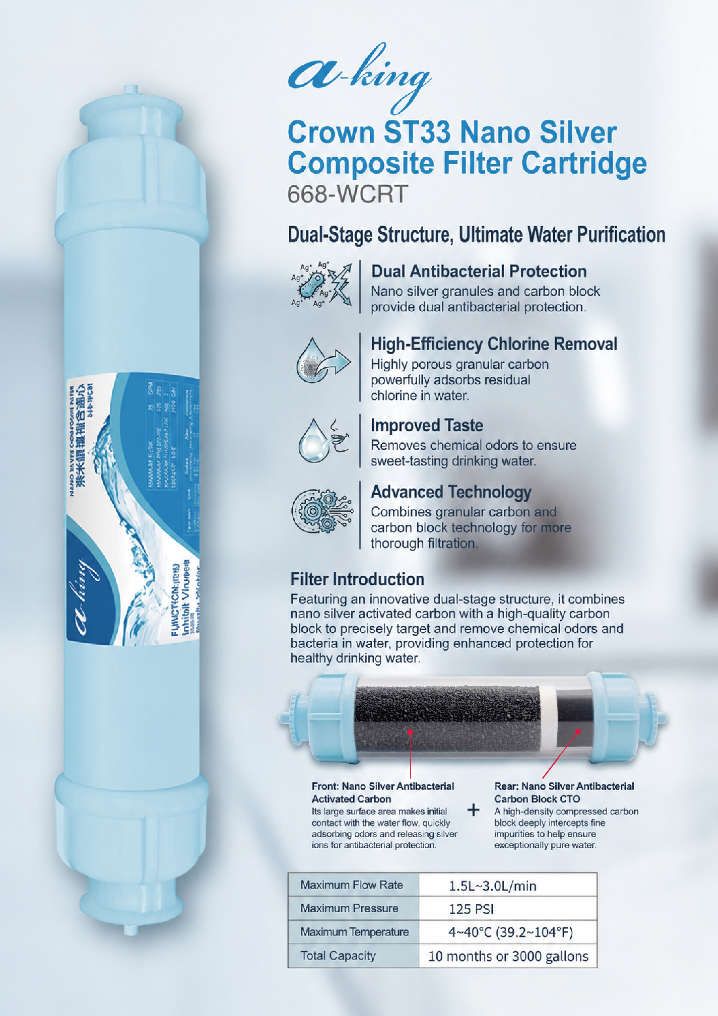 a-king Crown ST33 Nano Silver Composite Filter Cartridge (668-WCRT)