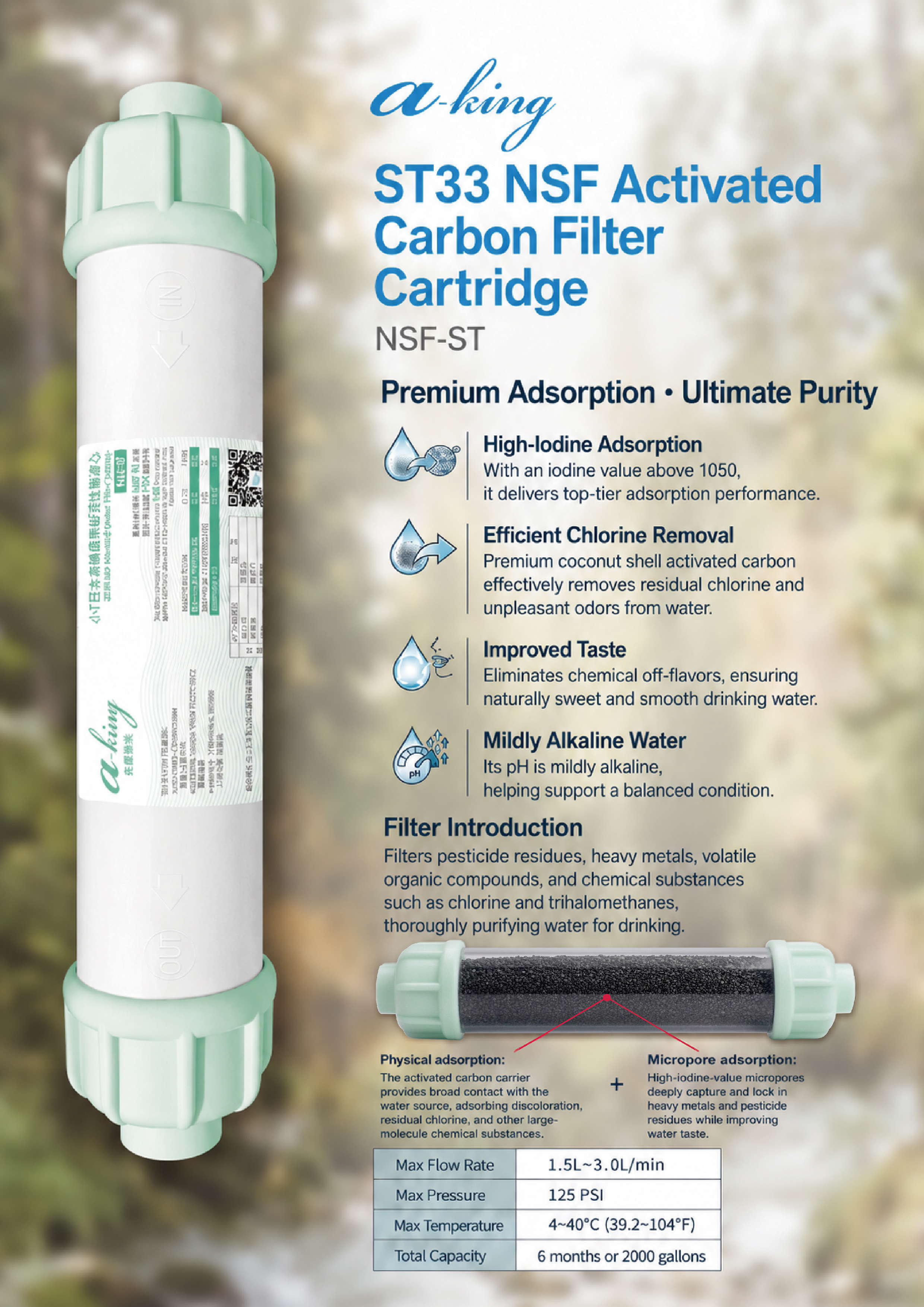 a-king ST33 NSF Activated Carbon Filter Cartridge (NSF-ST)